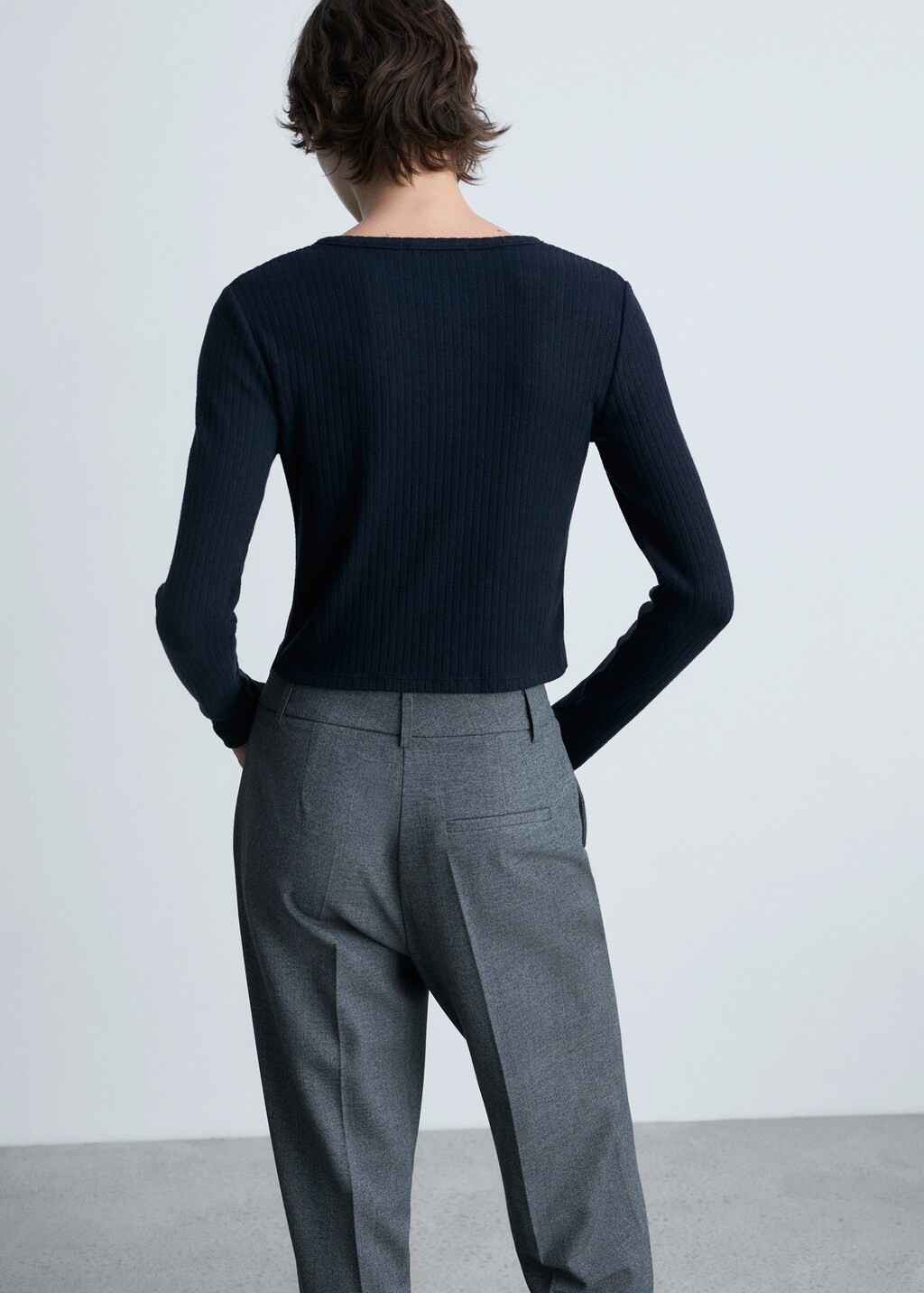 Buttoned ribbed cardigan - Grey