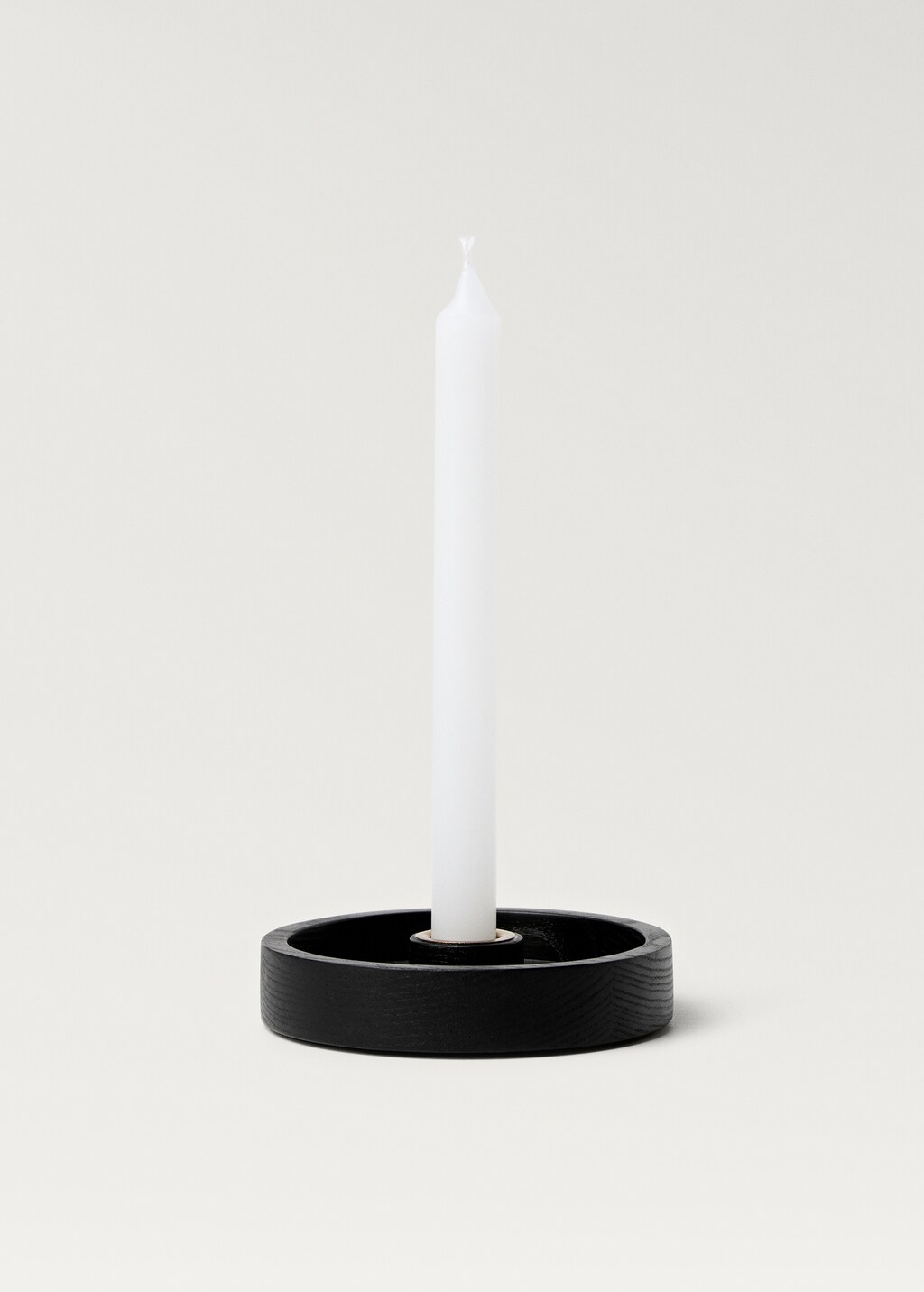 Round wooden candleholder - Black