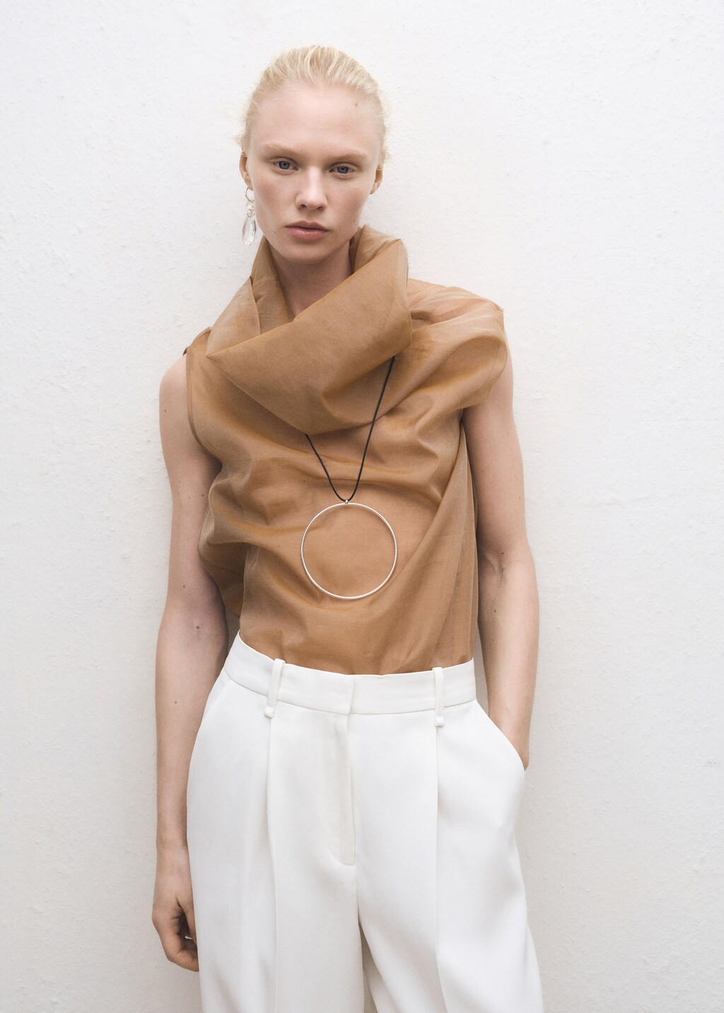 Silk blouse with asymmetrical neckline - Forest Green