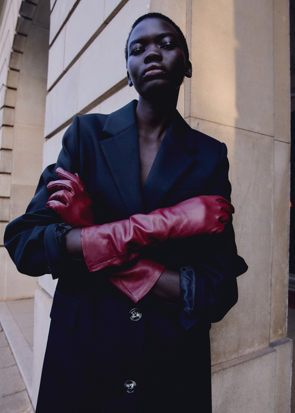 Cotton midi-coat with buttons - Black