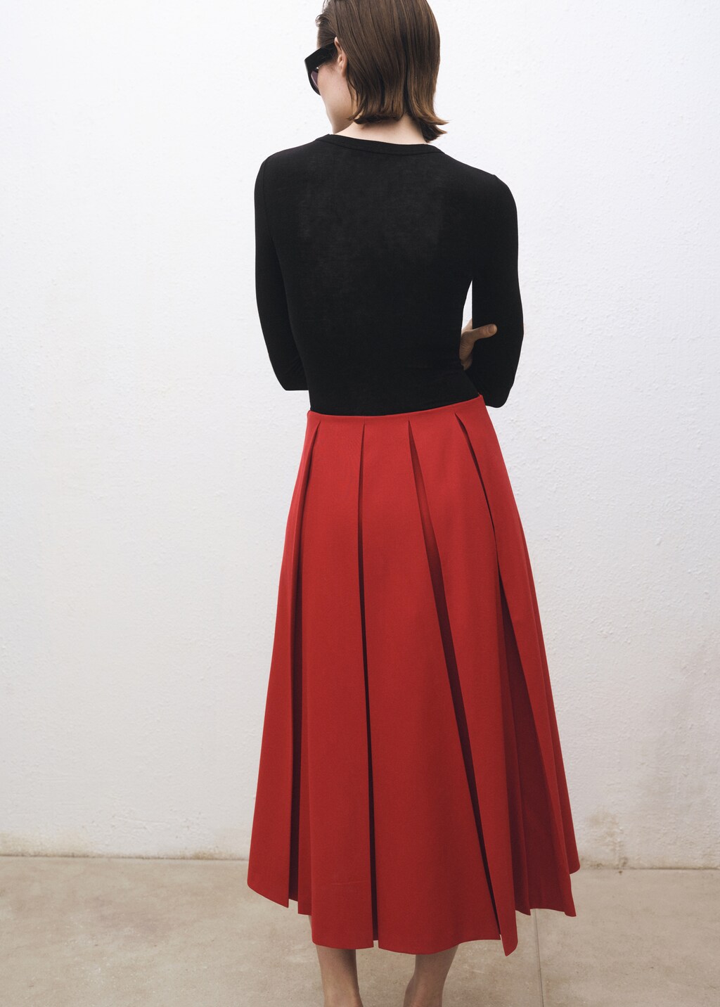 Wool-blend pleated skirt - Red