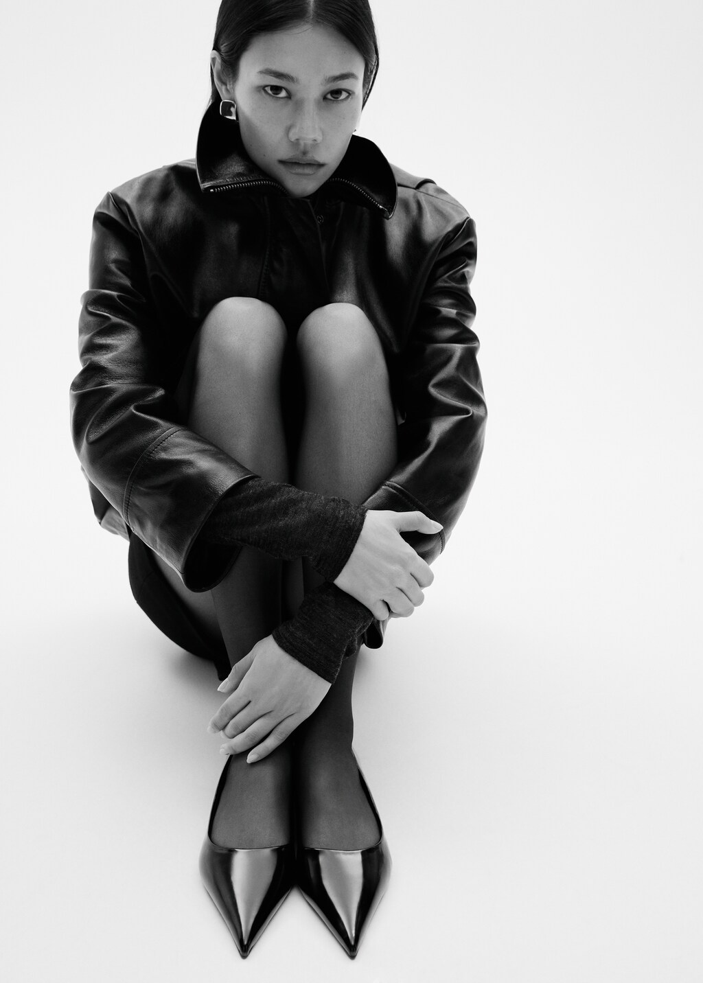 Patent leather-effect heeled shoes - Black