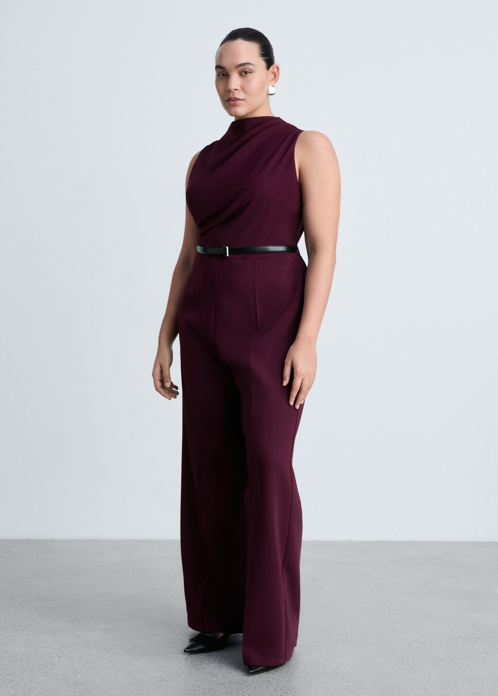 Belt long jumpsuit - Wine