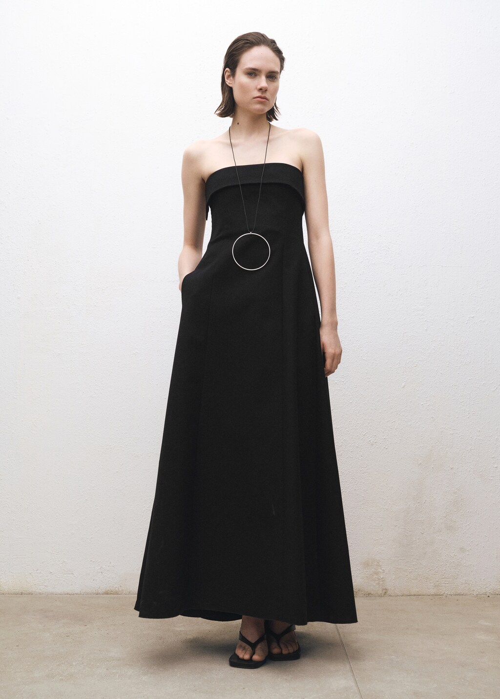 Strapless flared dress - Black