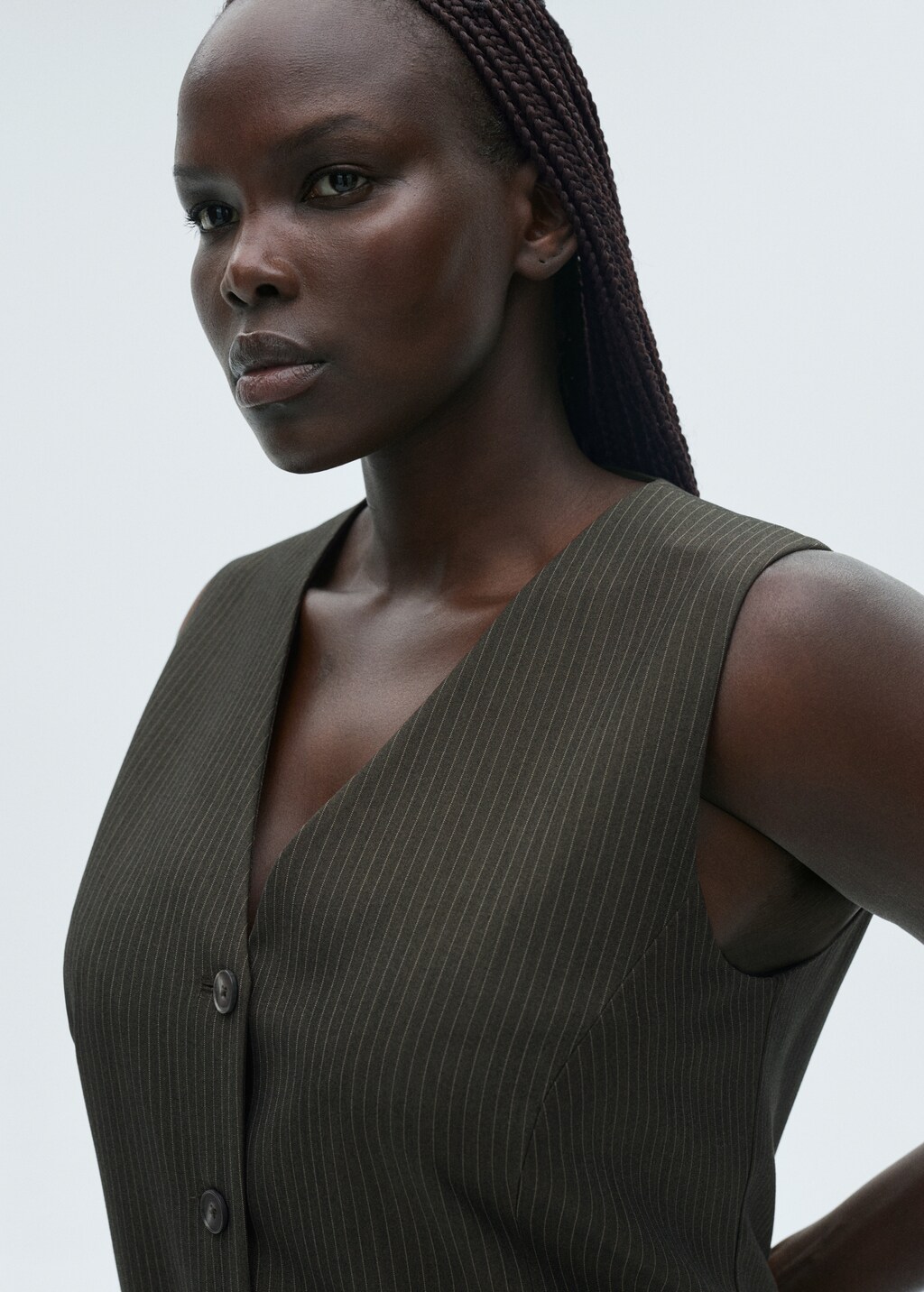 Pinstripe jumpsuit with belt - Billiard Green