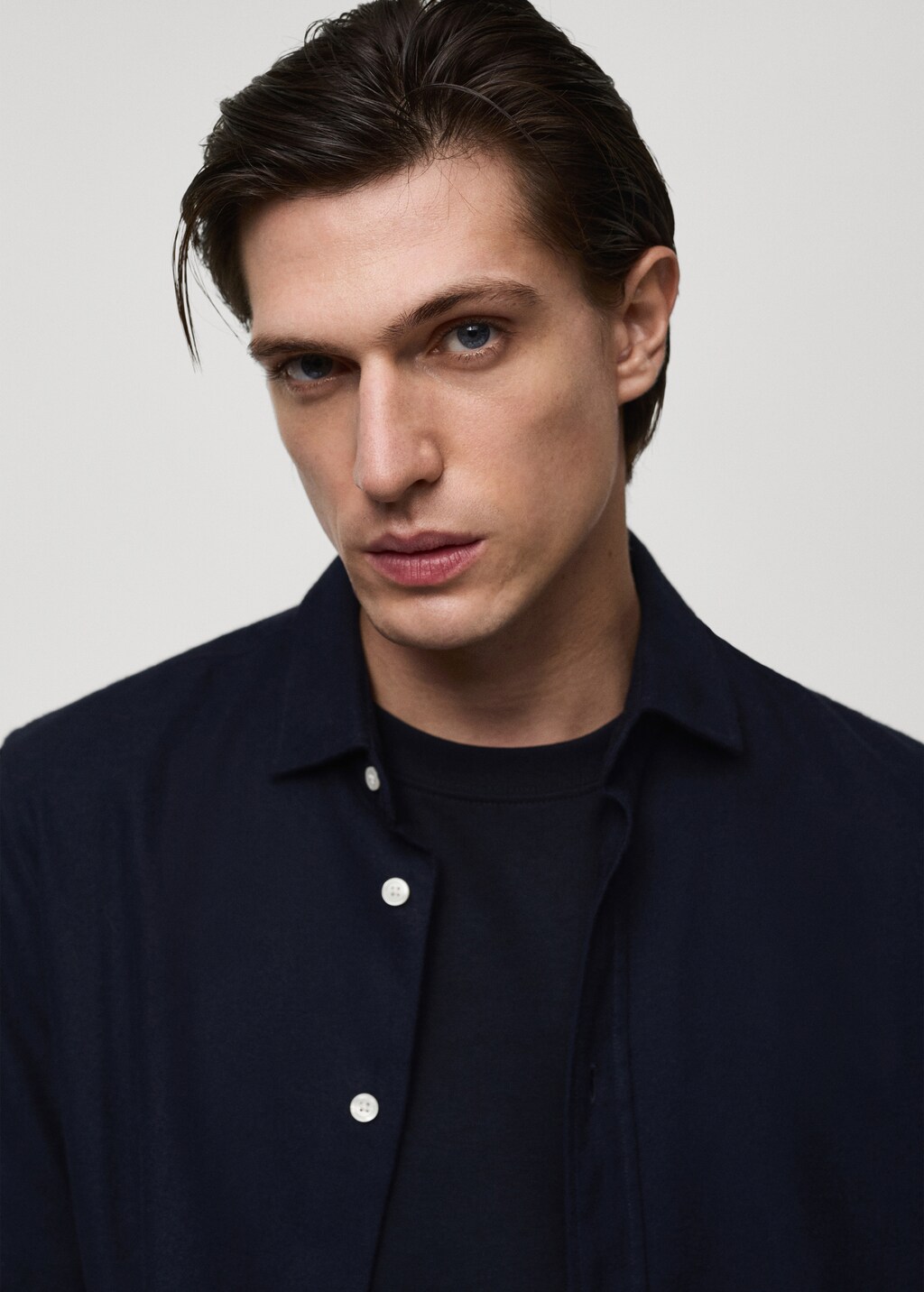 100% cotton flannel regular-fit shirt - Light/Pastel Grey