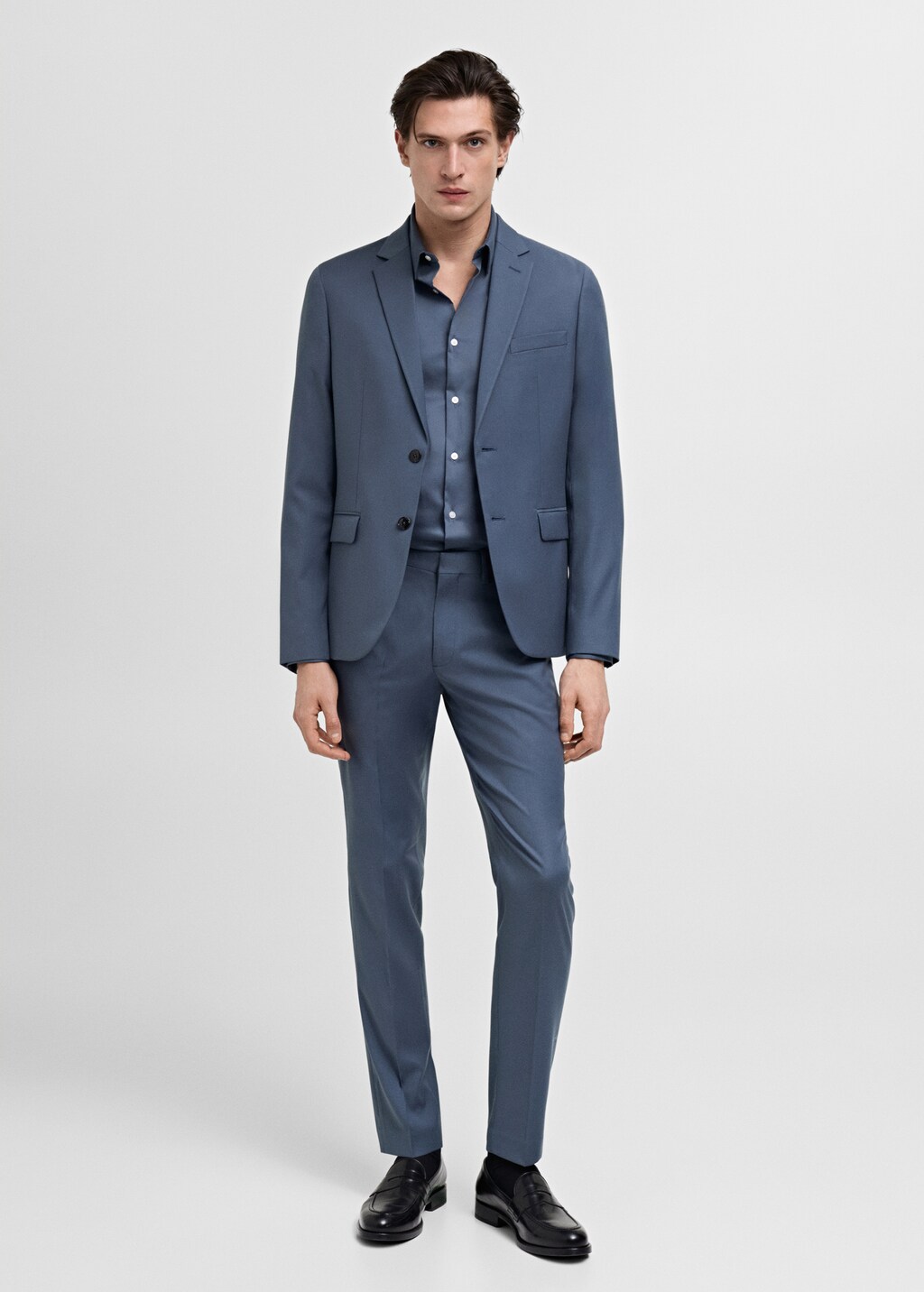 Stretch fabric super slim-fit suit trousers - Dark Navy