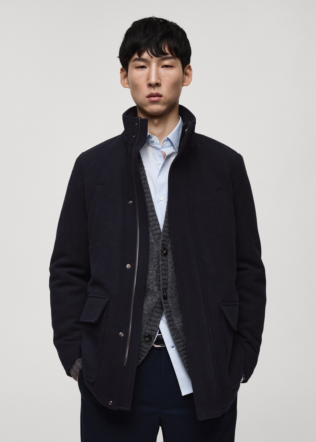 Quilted wool inner coat - Dark Navy