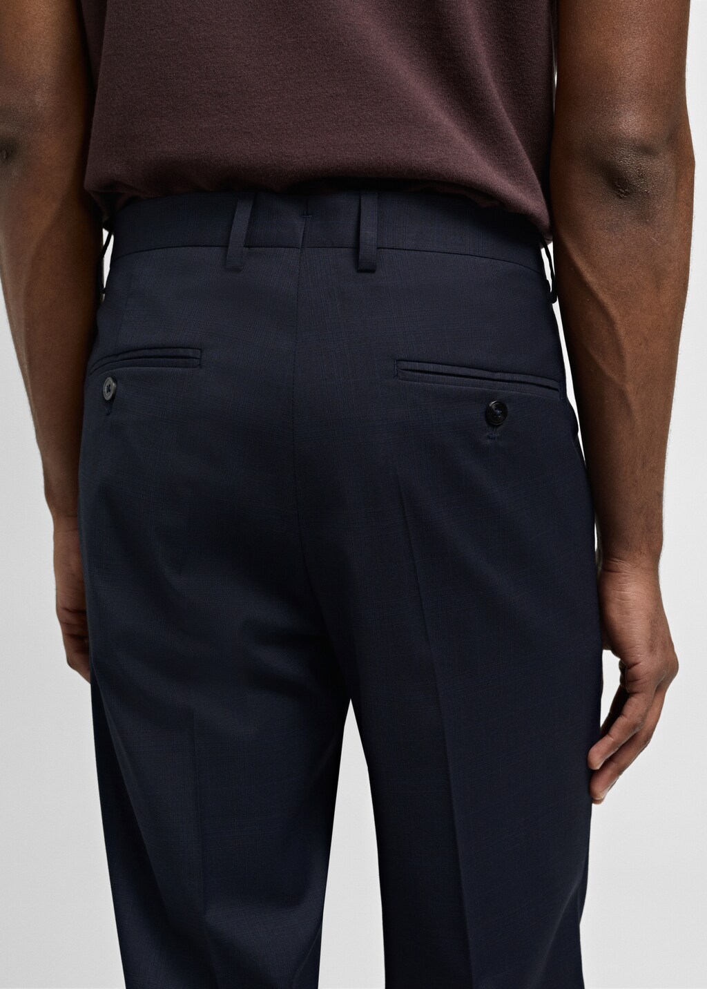 Stretch-fabric slim-fit suit trousers - Dark Navy