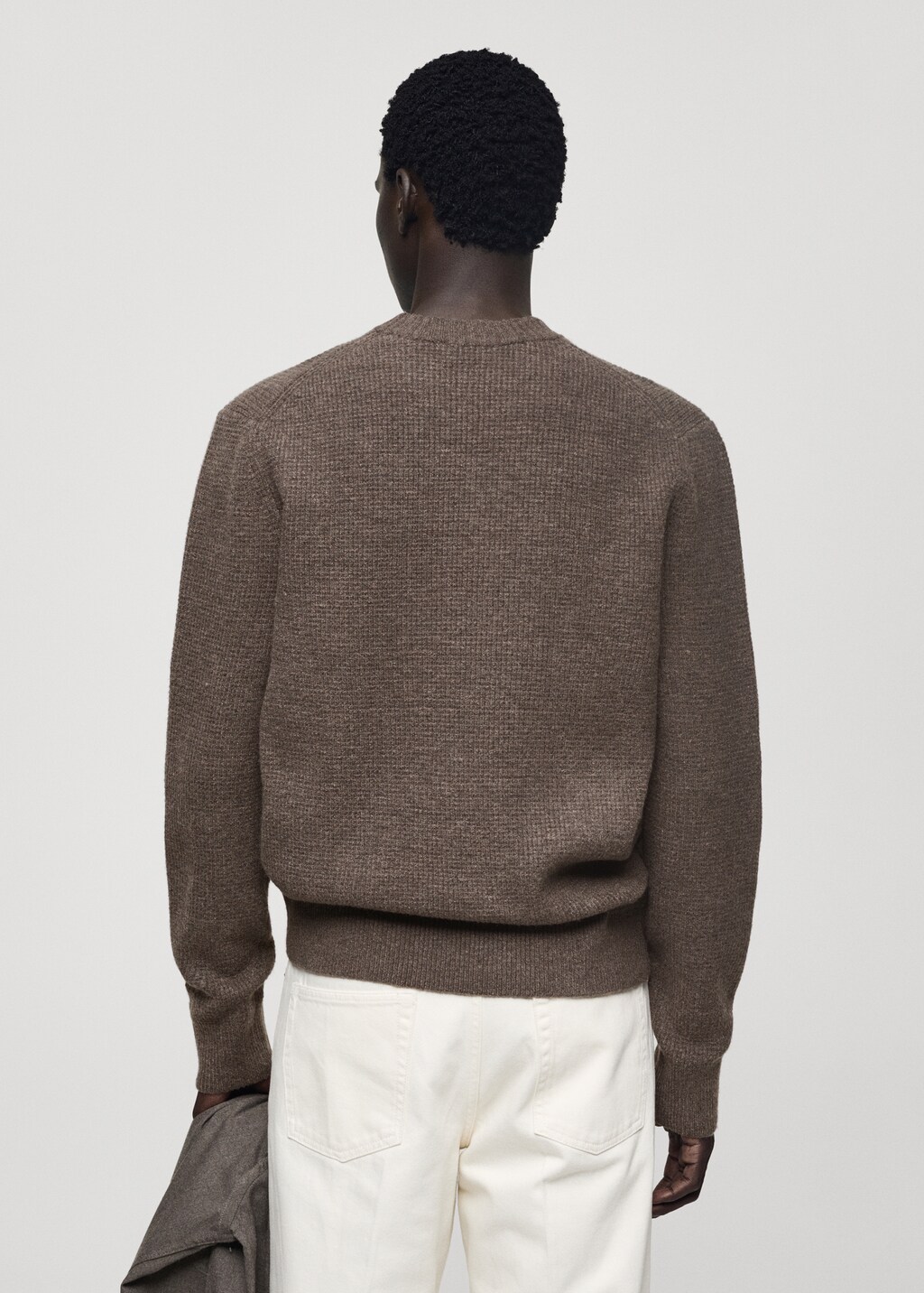 Knitted sweater with check structure - Off White