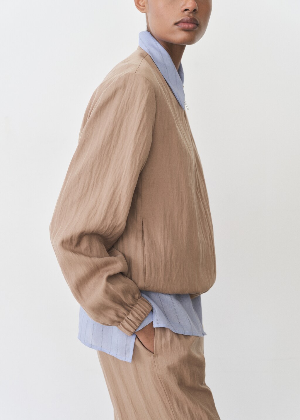 Lyocell bomber jacket - Medium Brown