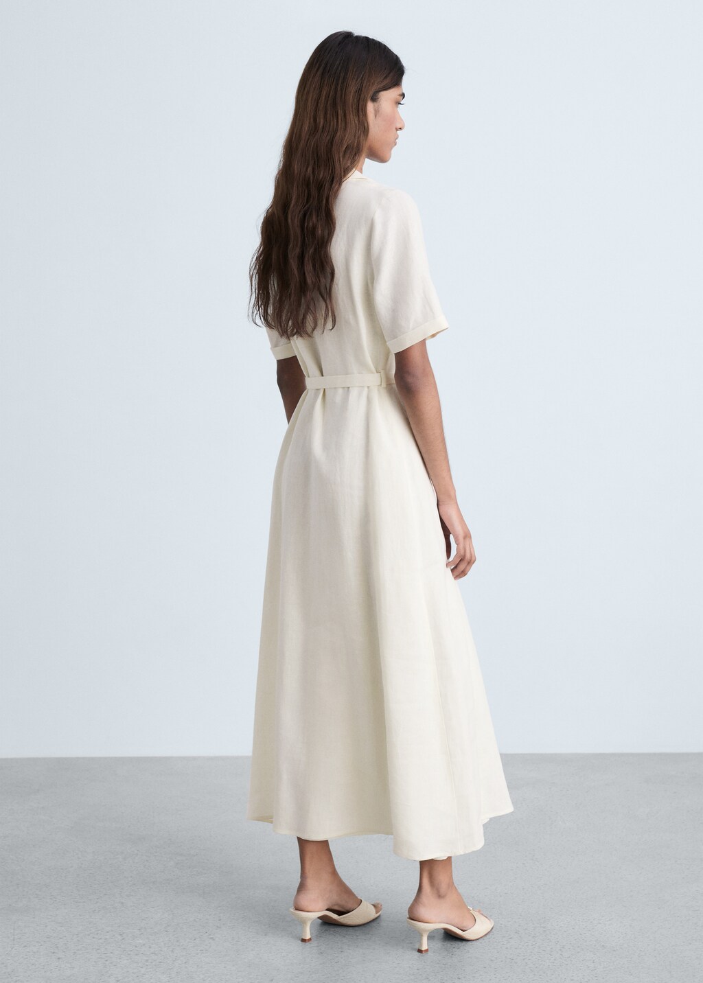 Belt linen dress - Green