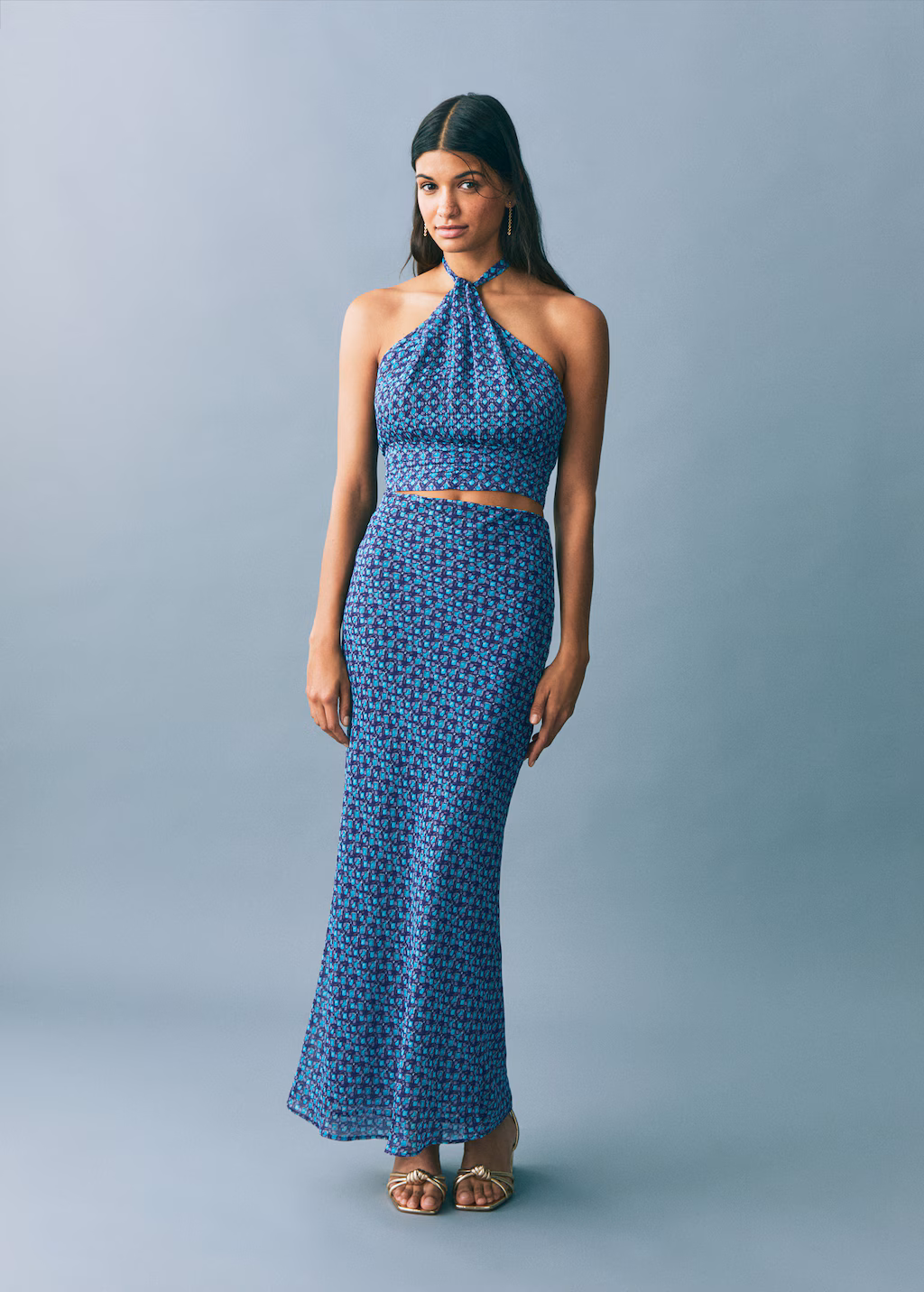 Printed midi skirt - Turquoise