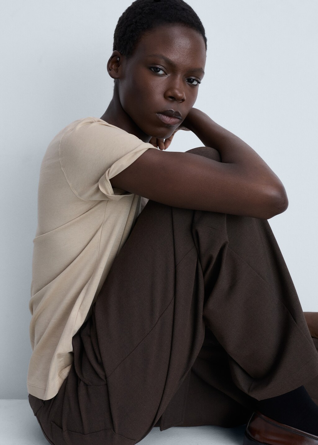 V-neck cotton T-shirt - White