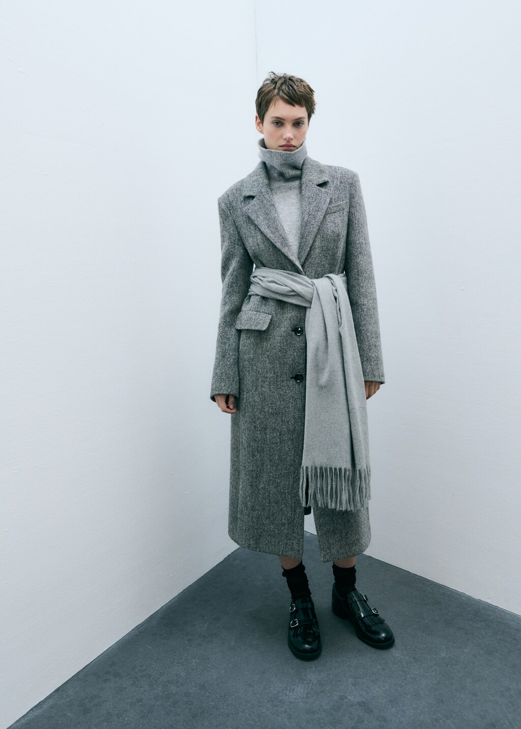 Flecked wool-blend coat - Grey