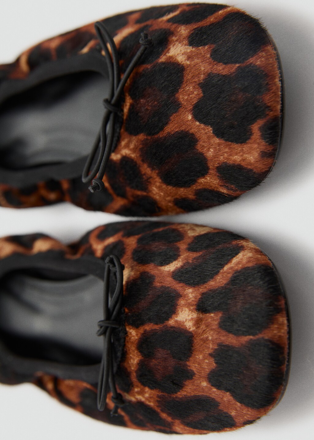 Leather leopard ballerina - Black