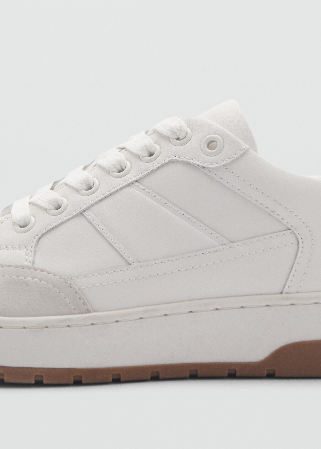 Combined leather trainers - White