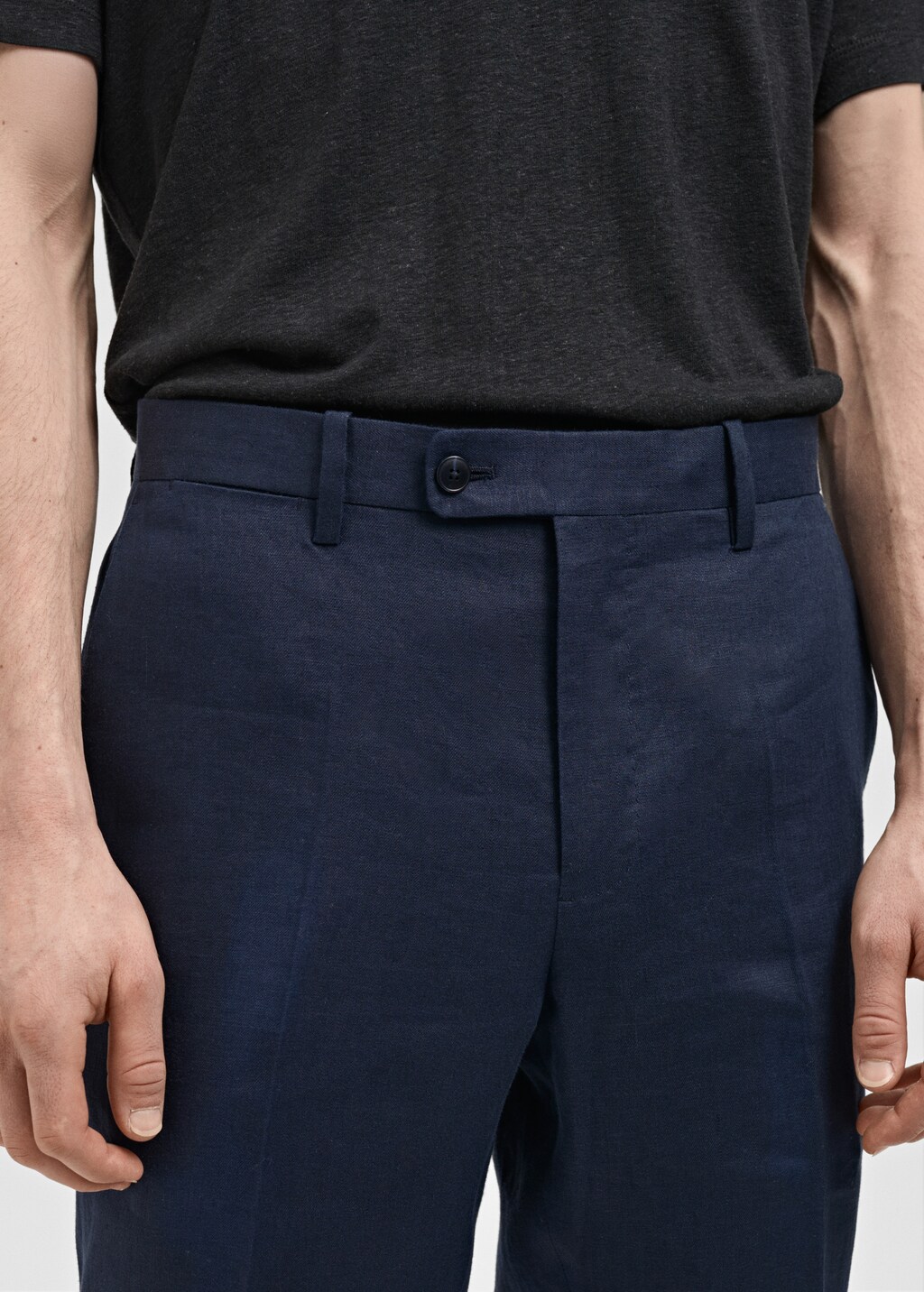 Slim fit 100% linen suit pants - Khaki