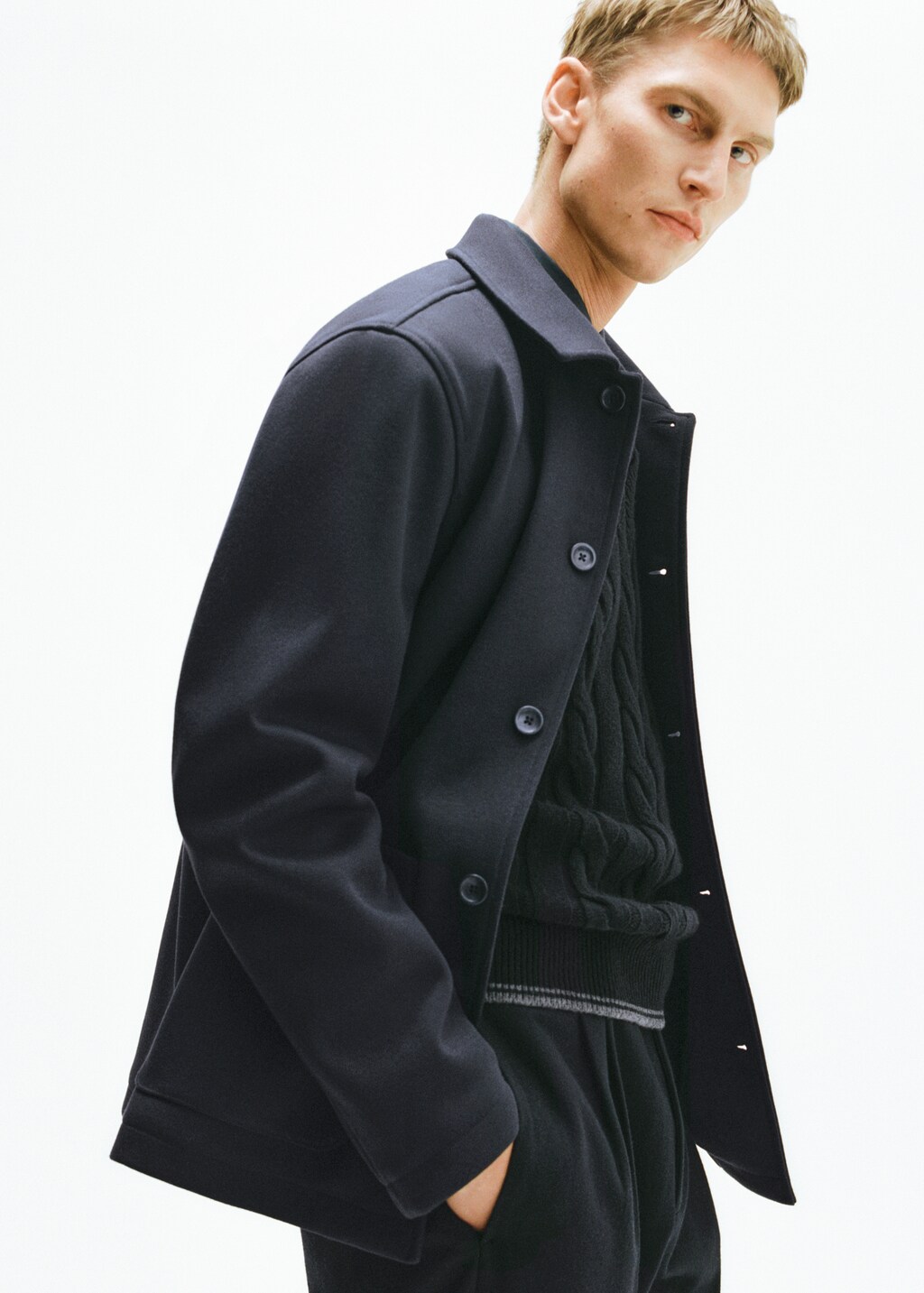 Regular-fit overshirt with pocket - Dark Navy