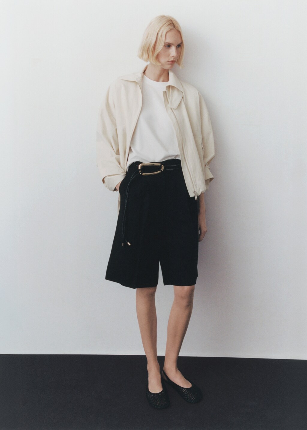 Rounded neck cotton t-shirt - Beige