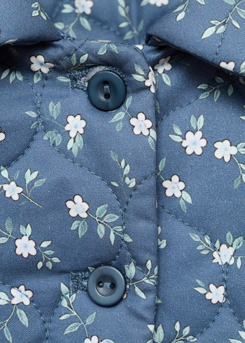 Flowers print quilted anorak - Dark Navy