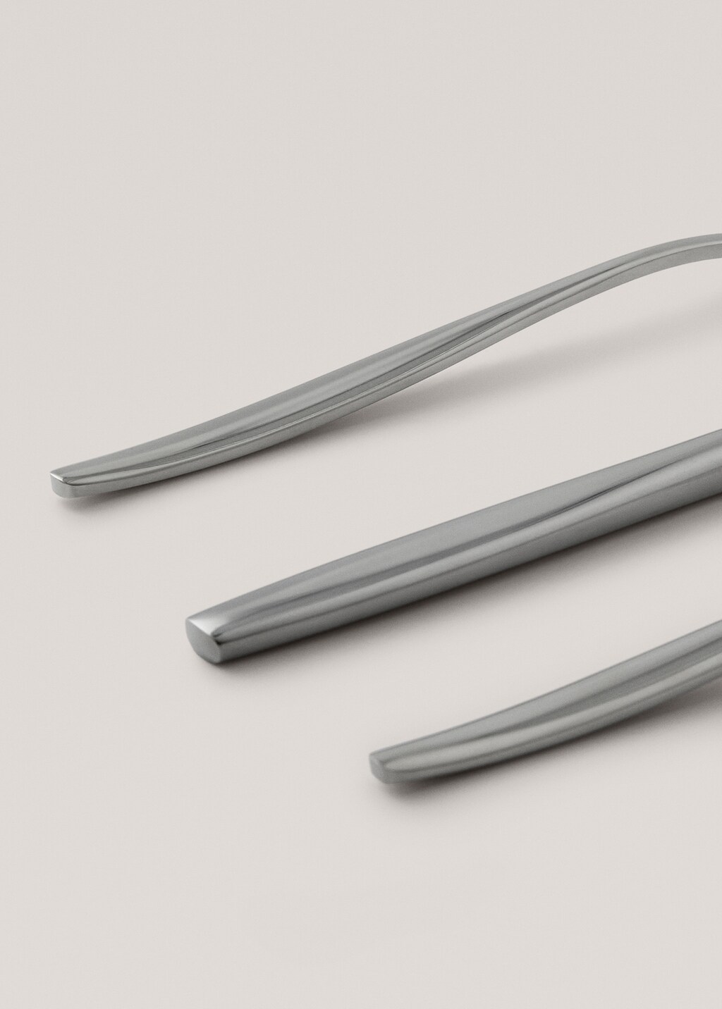 Set of 3 steel cutlery with thin handle - Silver