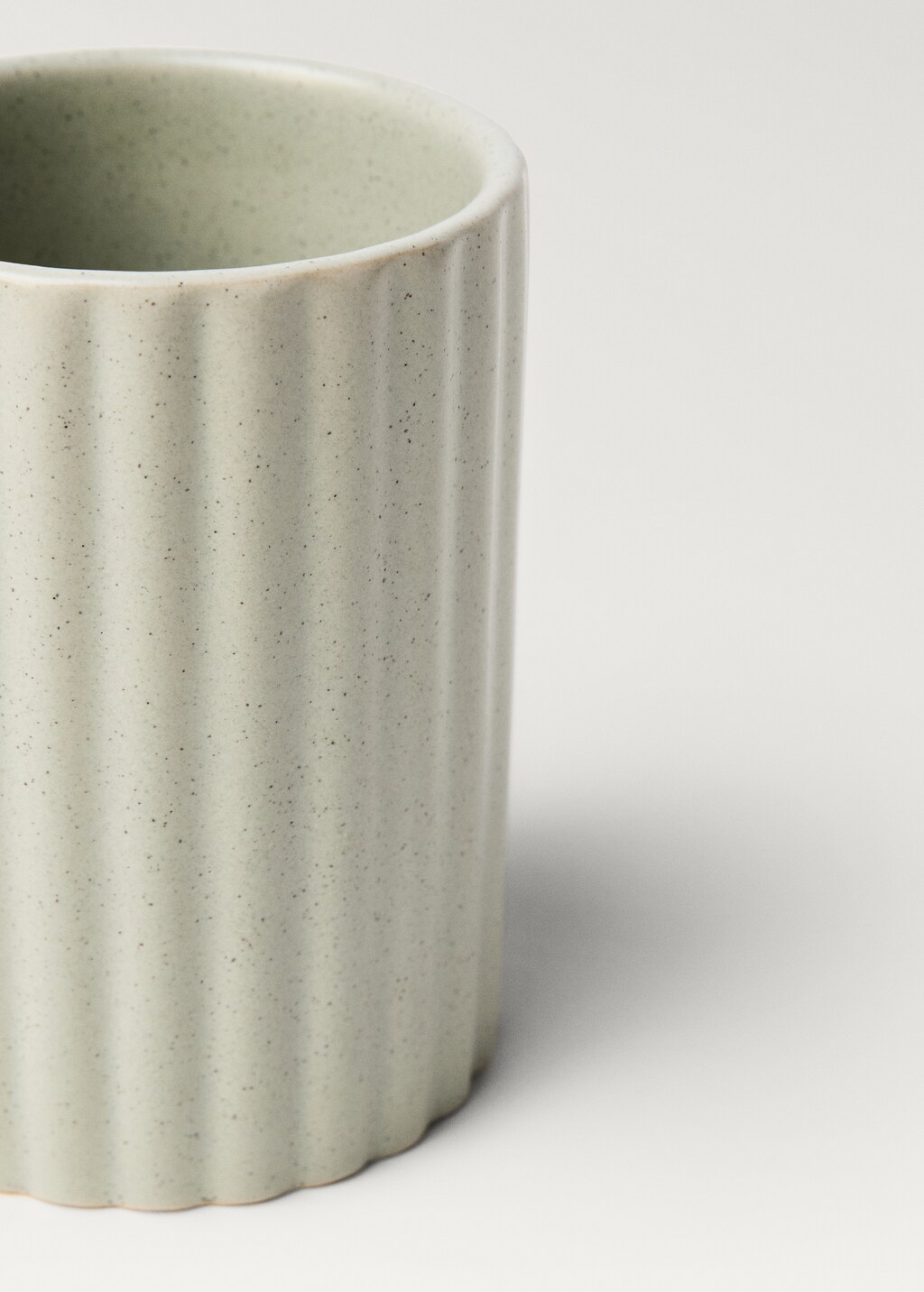 Striped stoneware bathroom tumbler - Mint Green