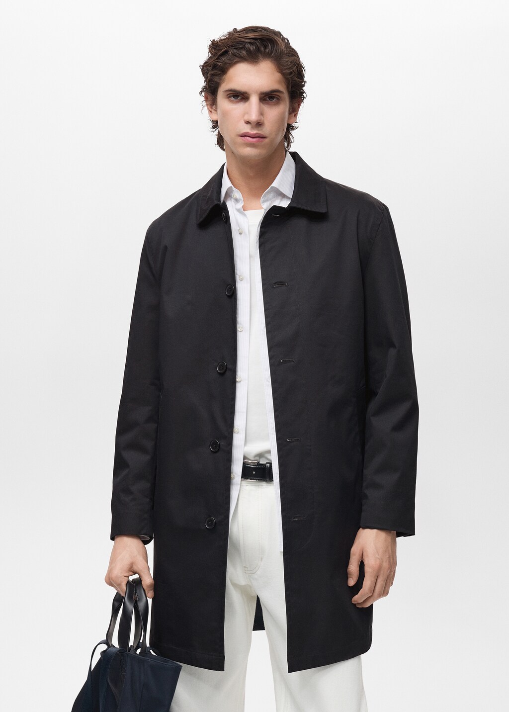 Water-repellent cotton trench coat - Ice Grey