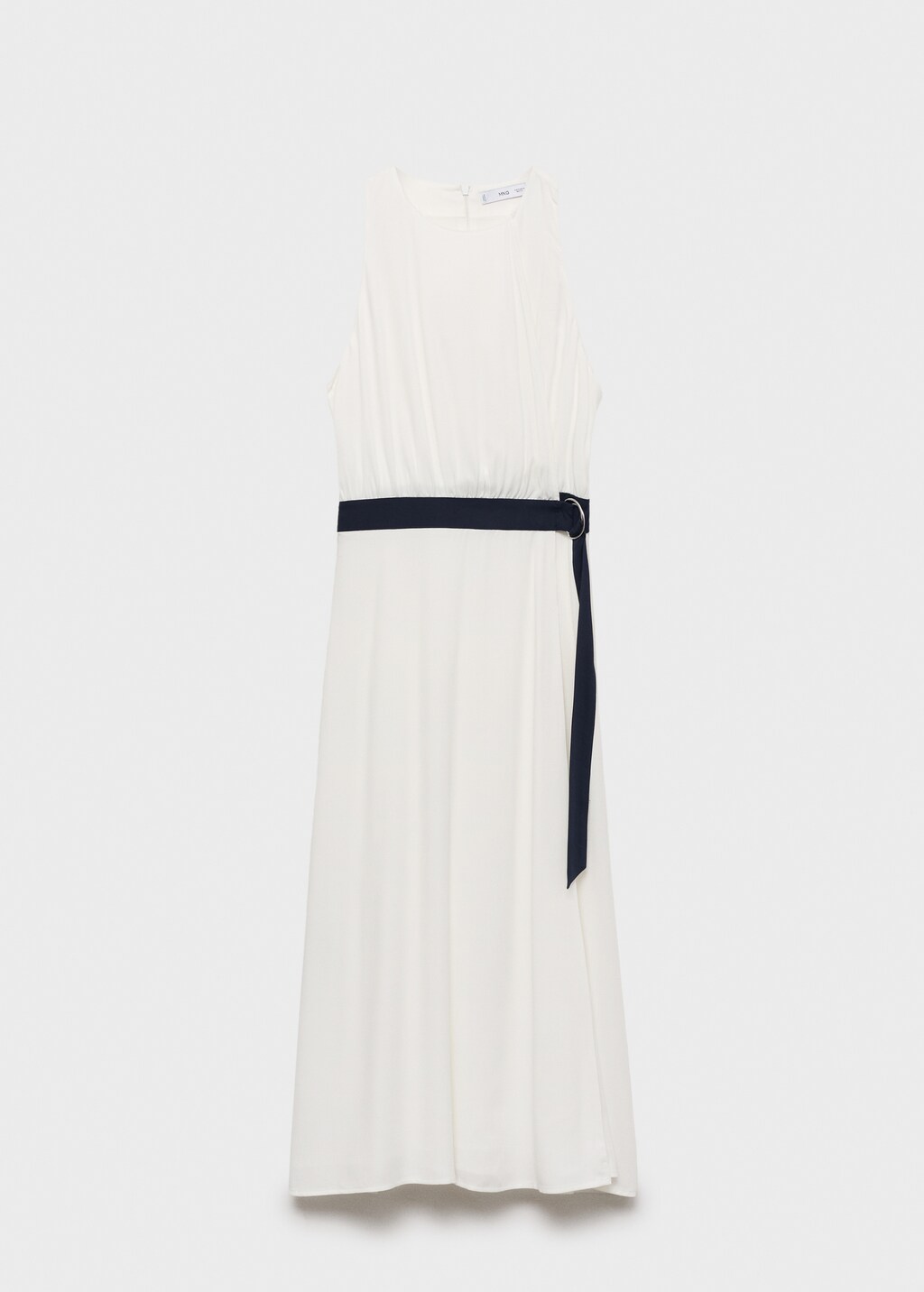 Contrast belt dress - White
