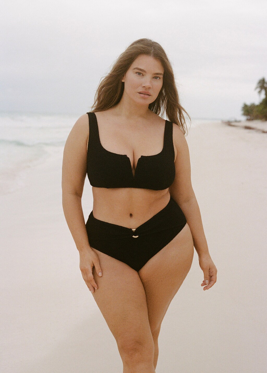 Towel-effect bikini top - Black