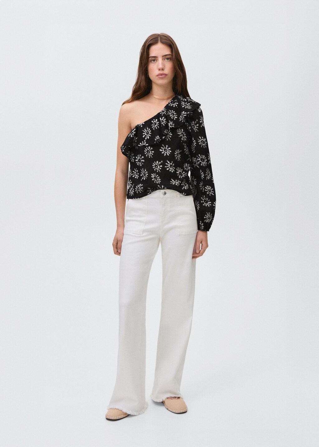 Asymmetrical printed blouse - Black