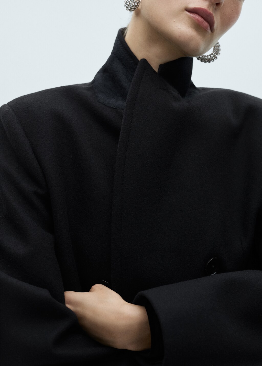 Double-breasted wool coat - Black