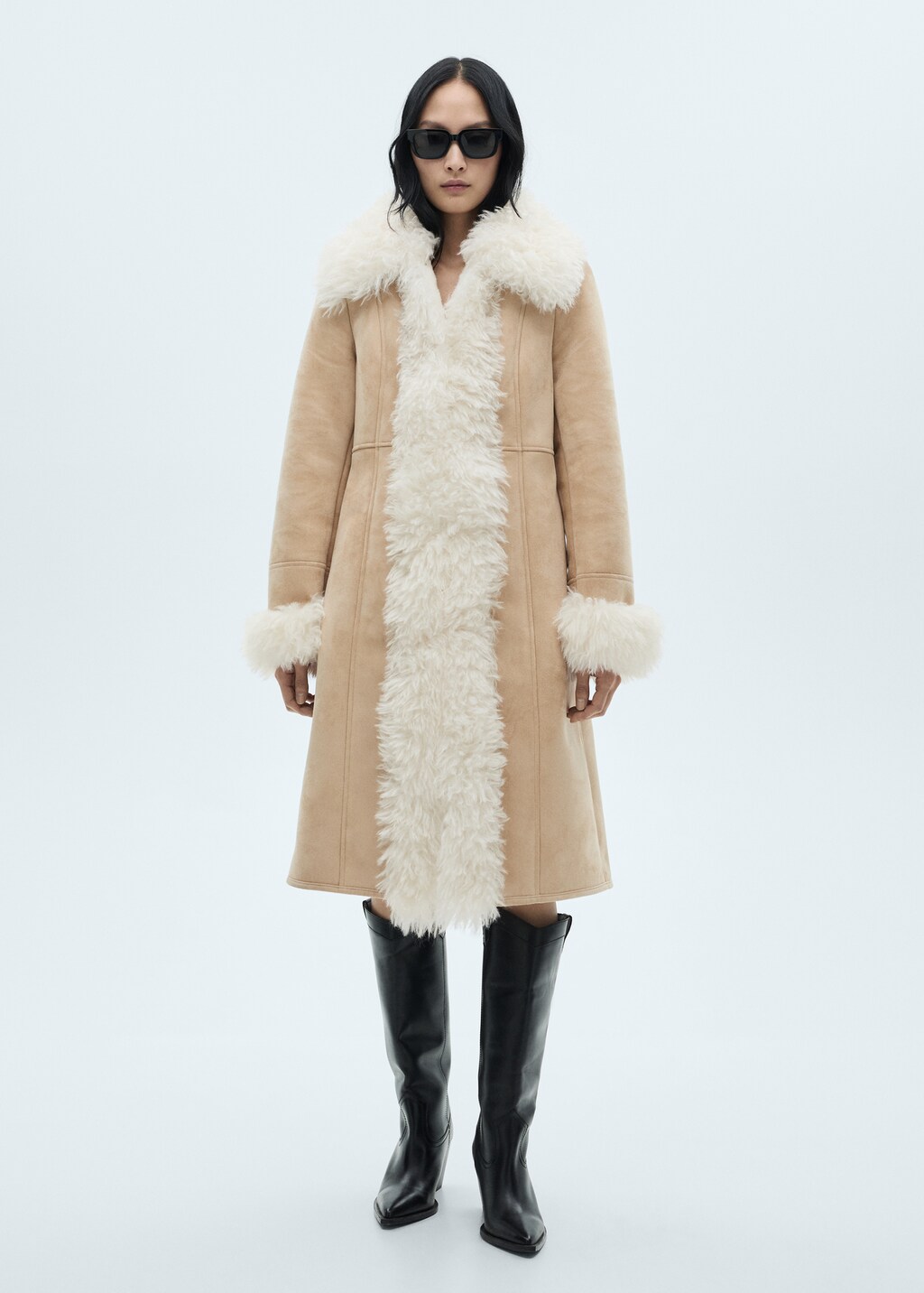 Shearling-lined coat - Beige