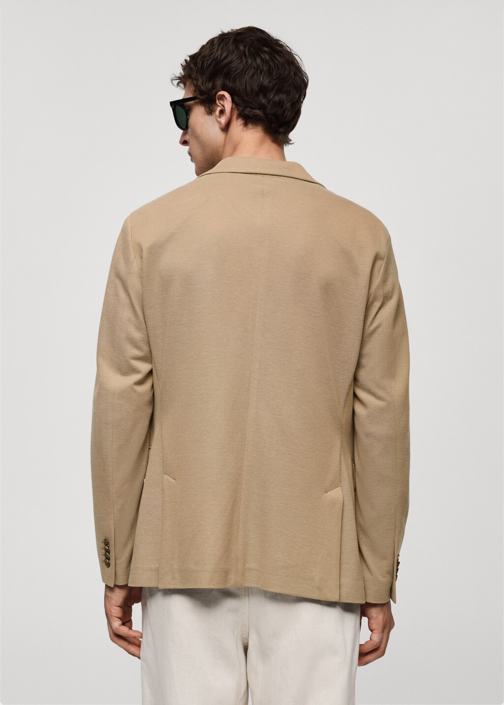 Slim fit microstructure blazer - Medium Brown