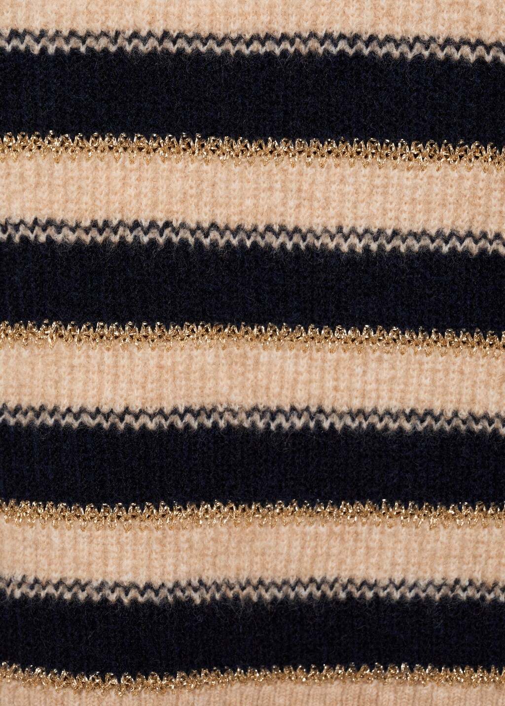 Striped sweater with perkins neck - Dark Navy