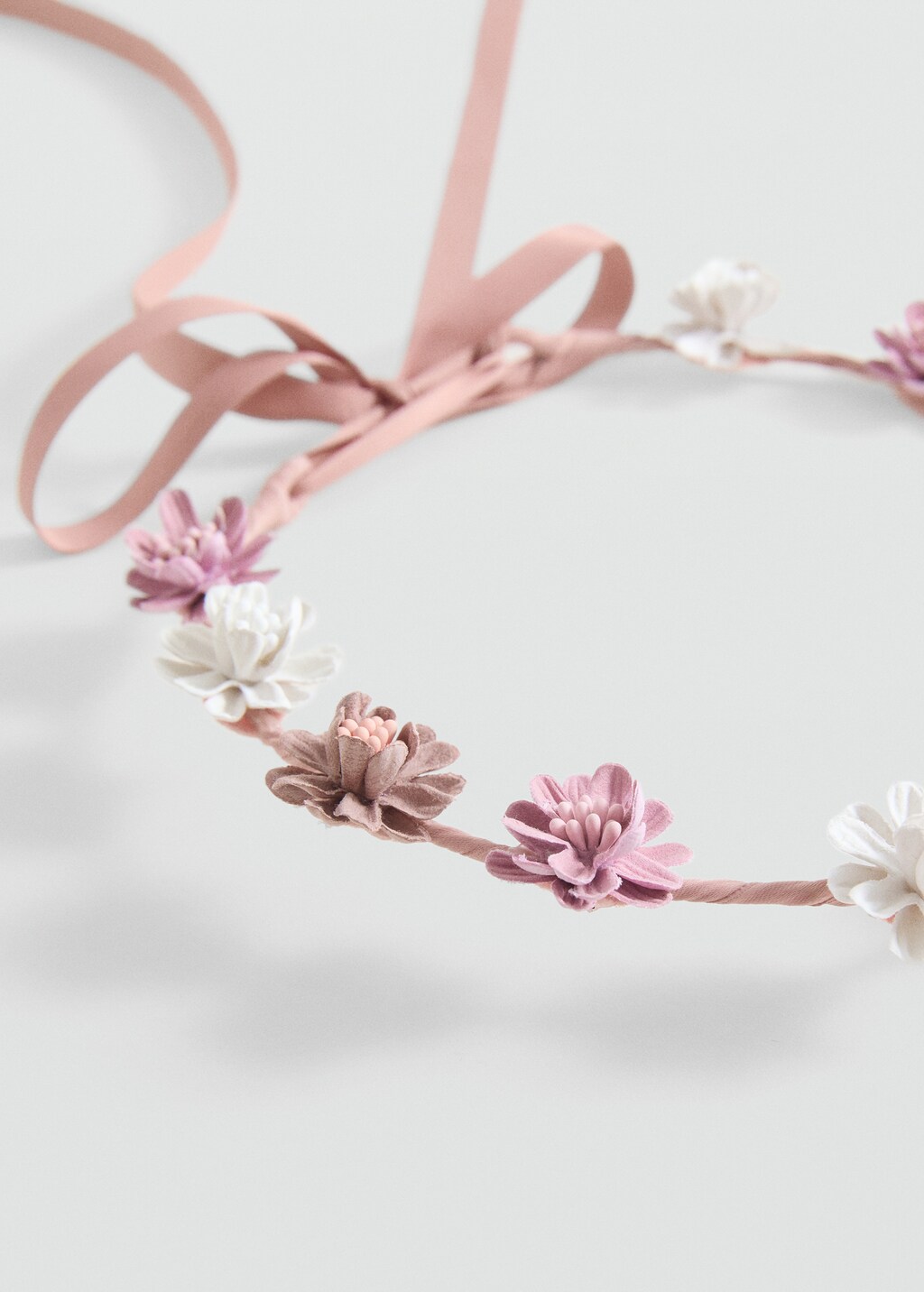 Tie closure flower hairband - Pale Pink