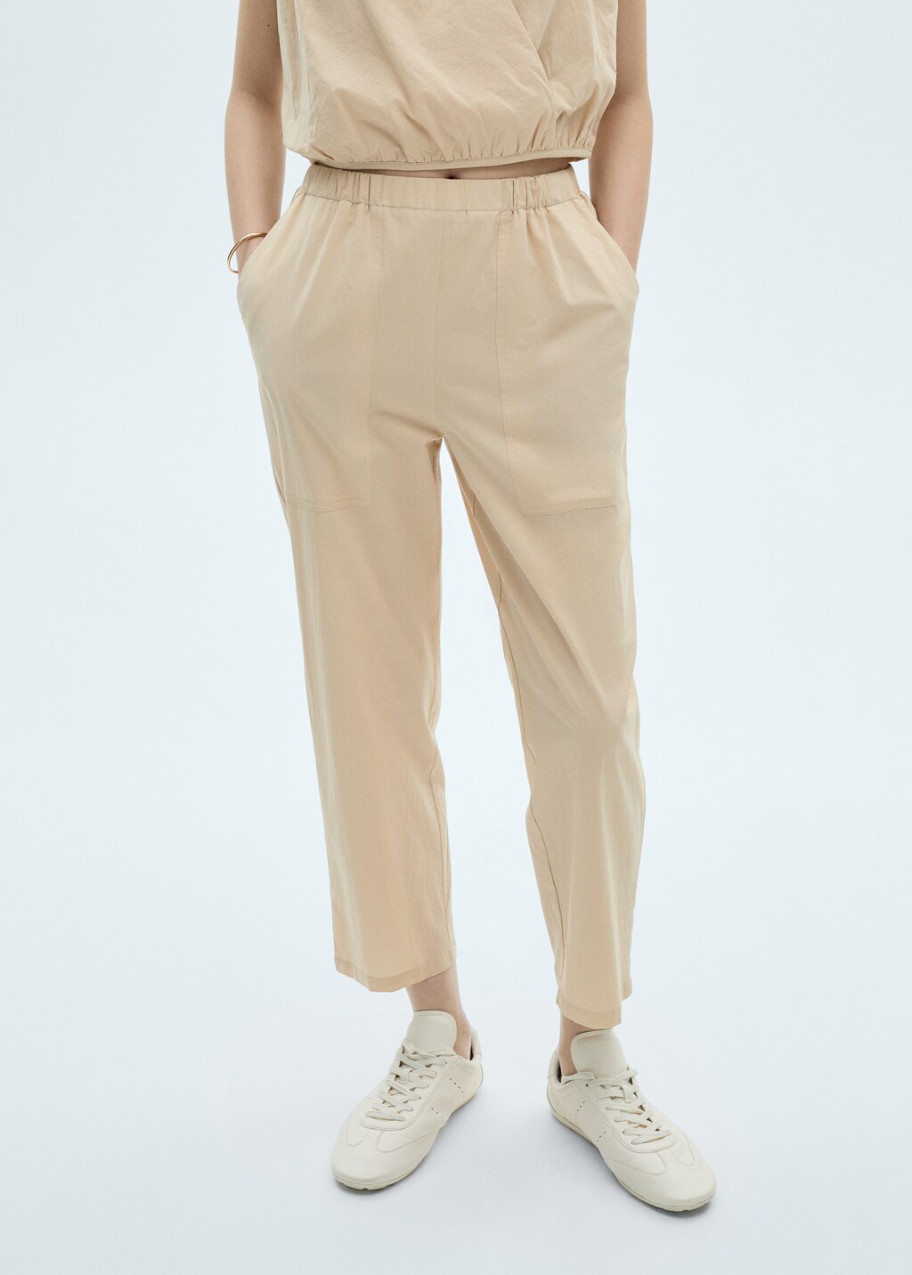 Cotton crop trousers - Beige