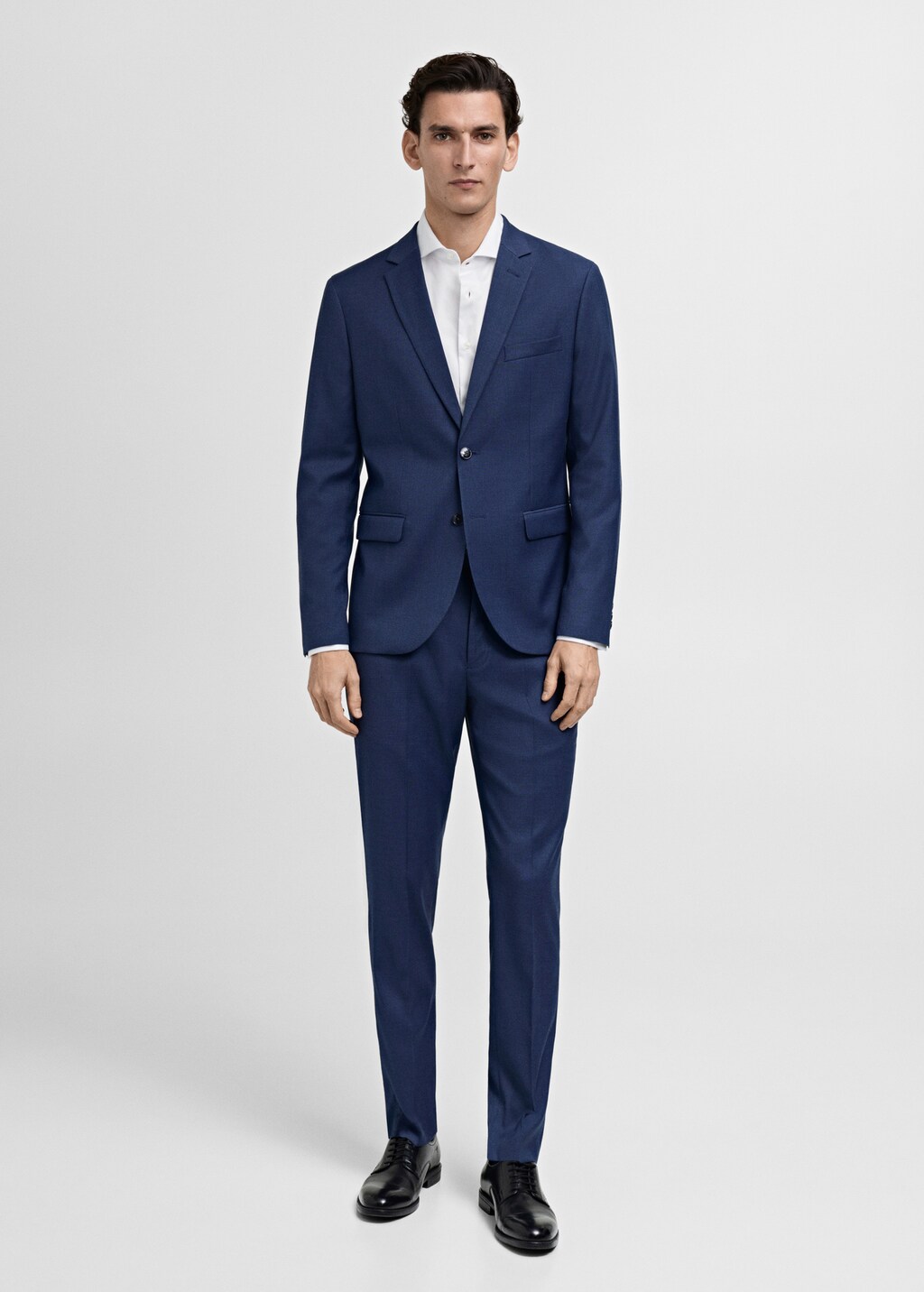 Slim-fit twill fabric suit with shirt cufflinks - Sky Blue