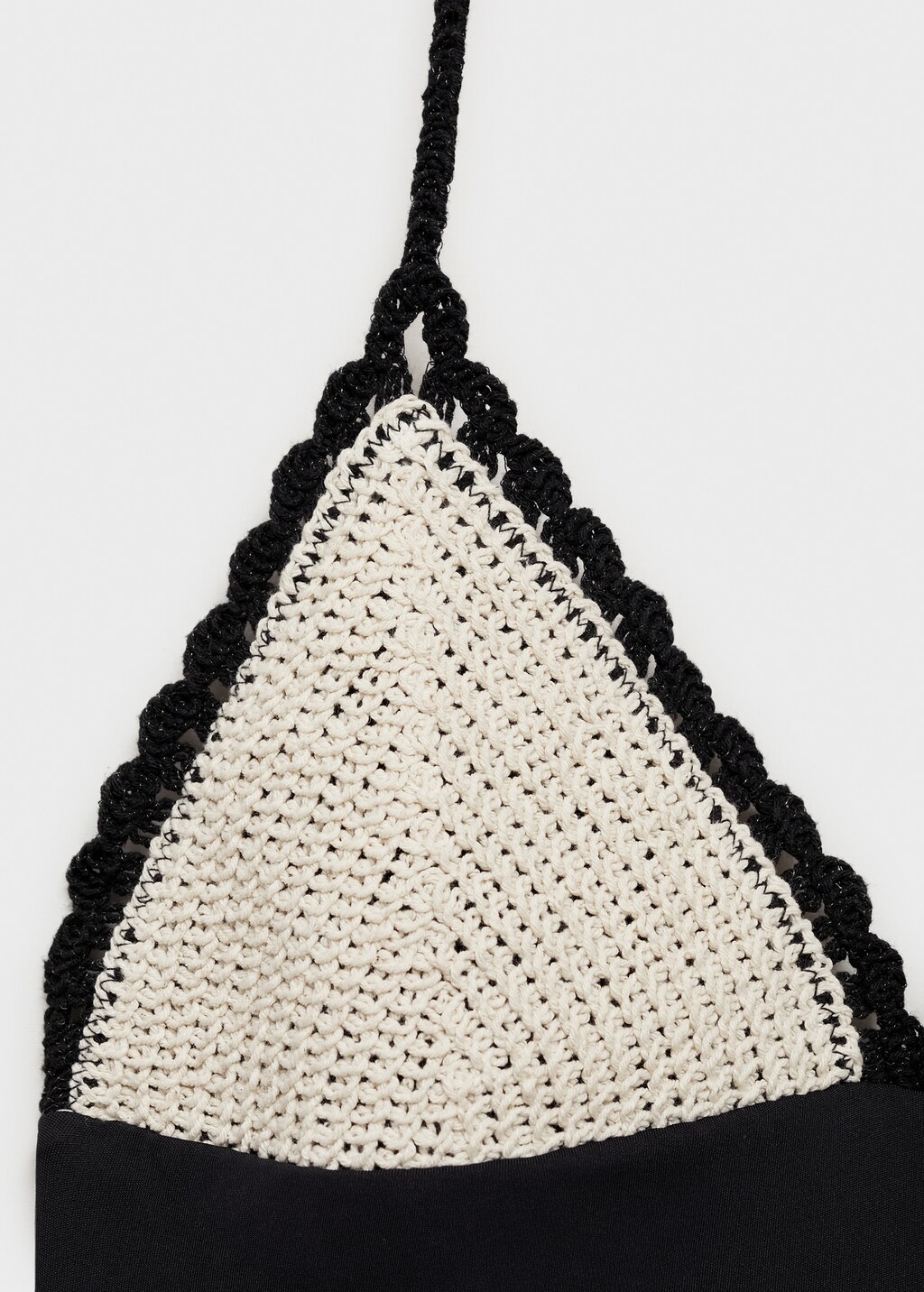 Combined knitted swimsuit with crochet appliqué - Black