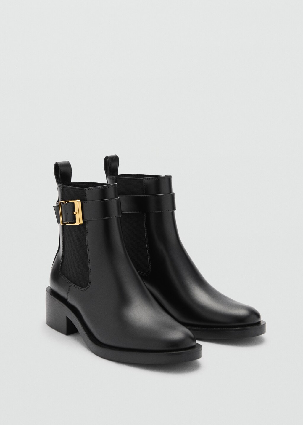 Ankle boots with elastic panel and buckle - Black