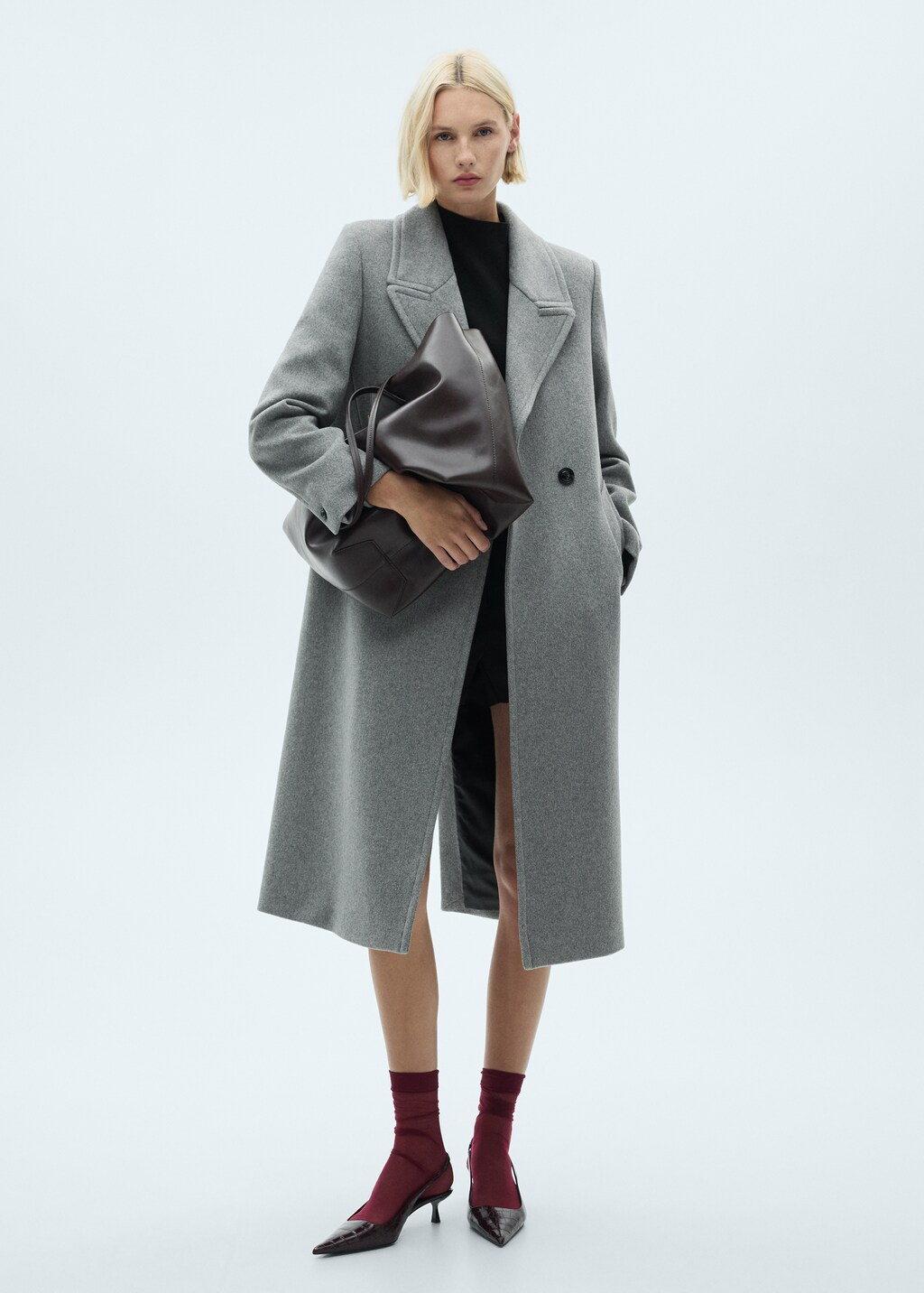 Lapels wool coat - Grey