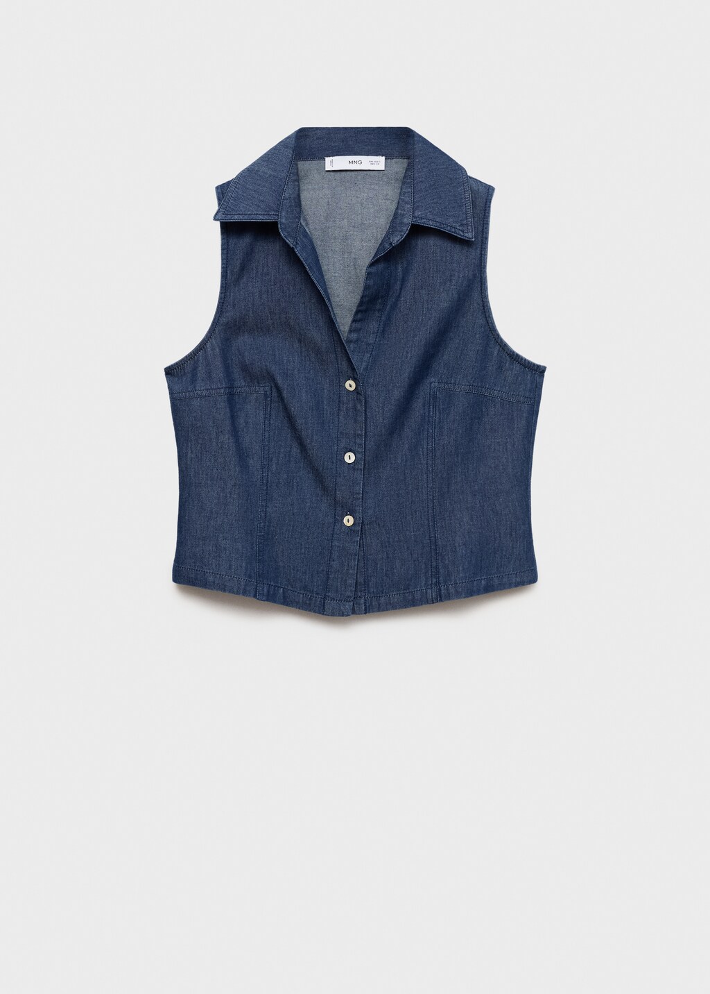 Denim-effect cotton top - Dark Blue