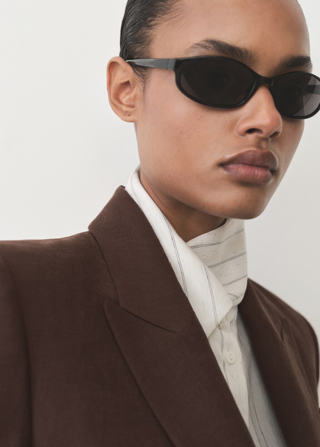 Fitted lyocell jacket - Brown