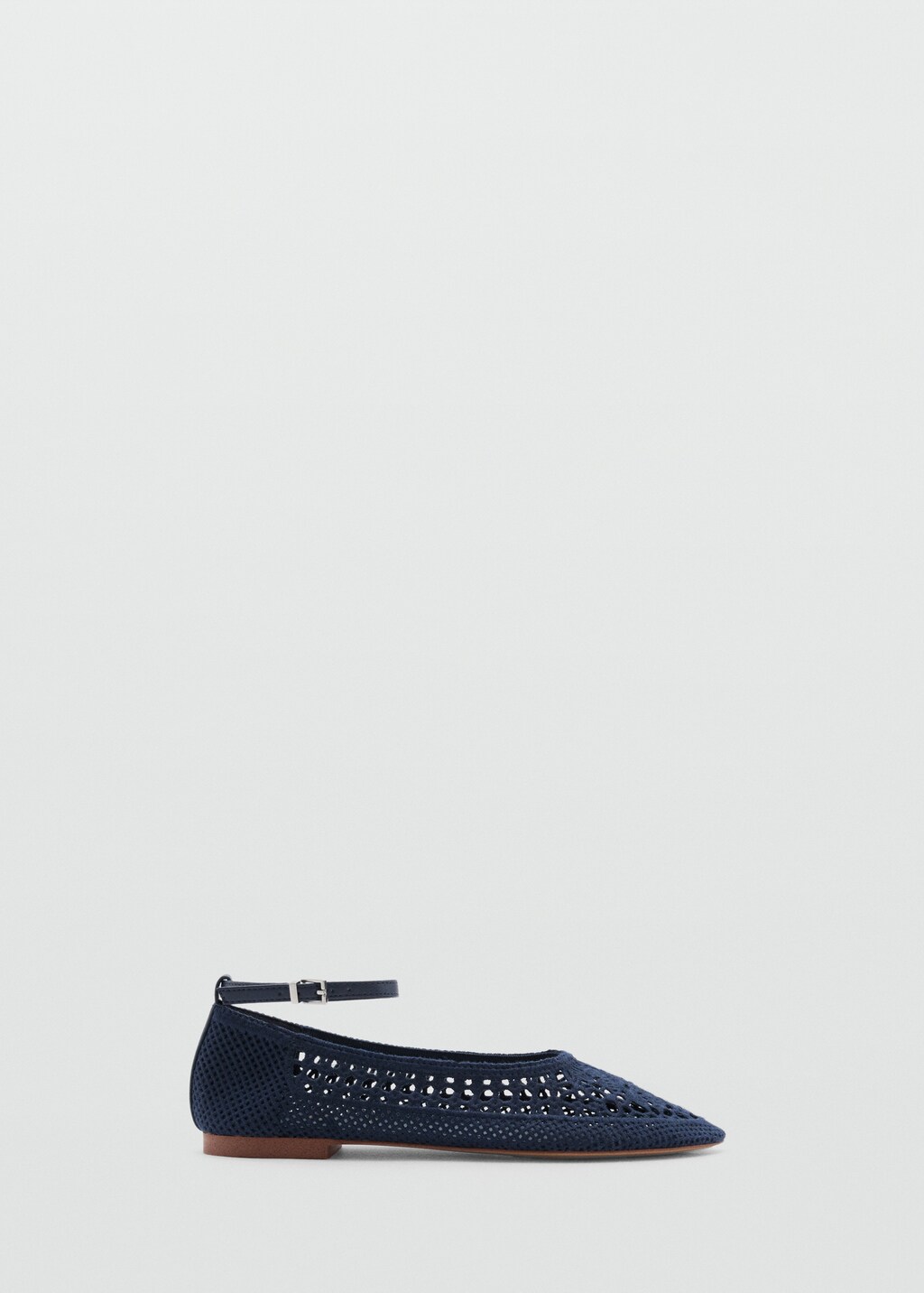 Lace ballerina flats with ankle strap - Dark Navy