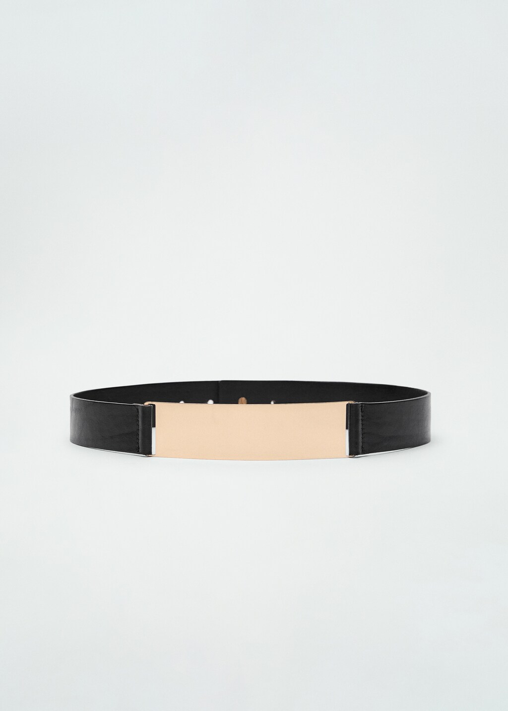 Maxi leather belt with metallic detail - Black