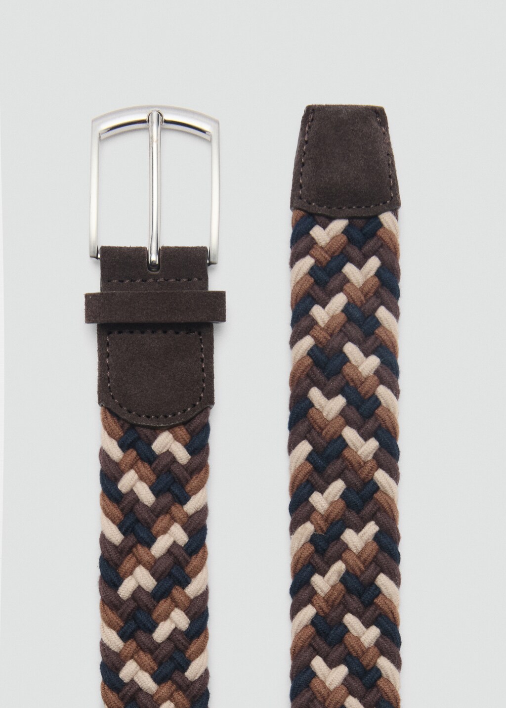 Braided elastic coloured belt - Beige