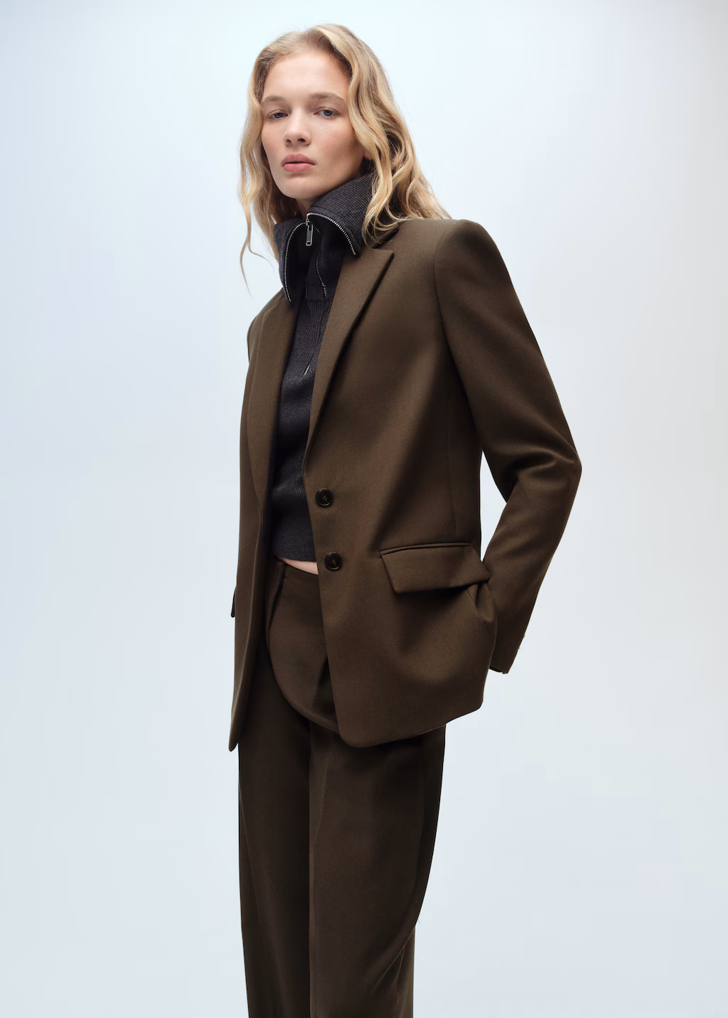 Straight-fit suit jacket - Khaki