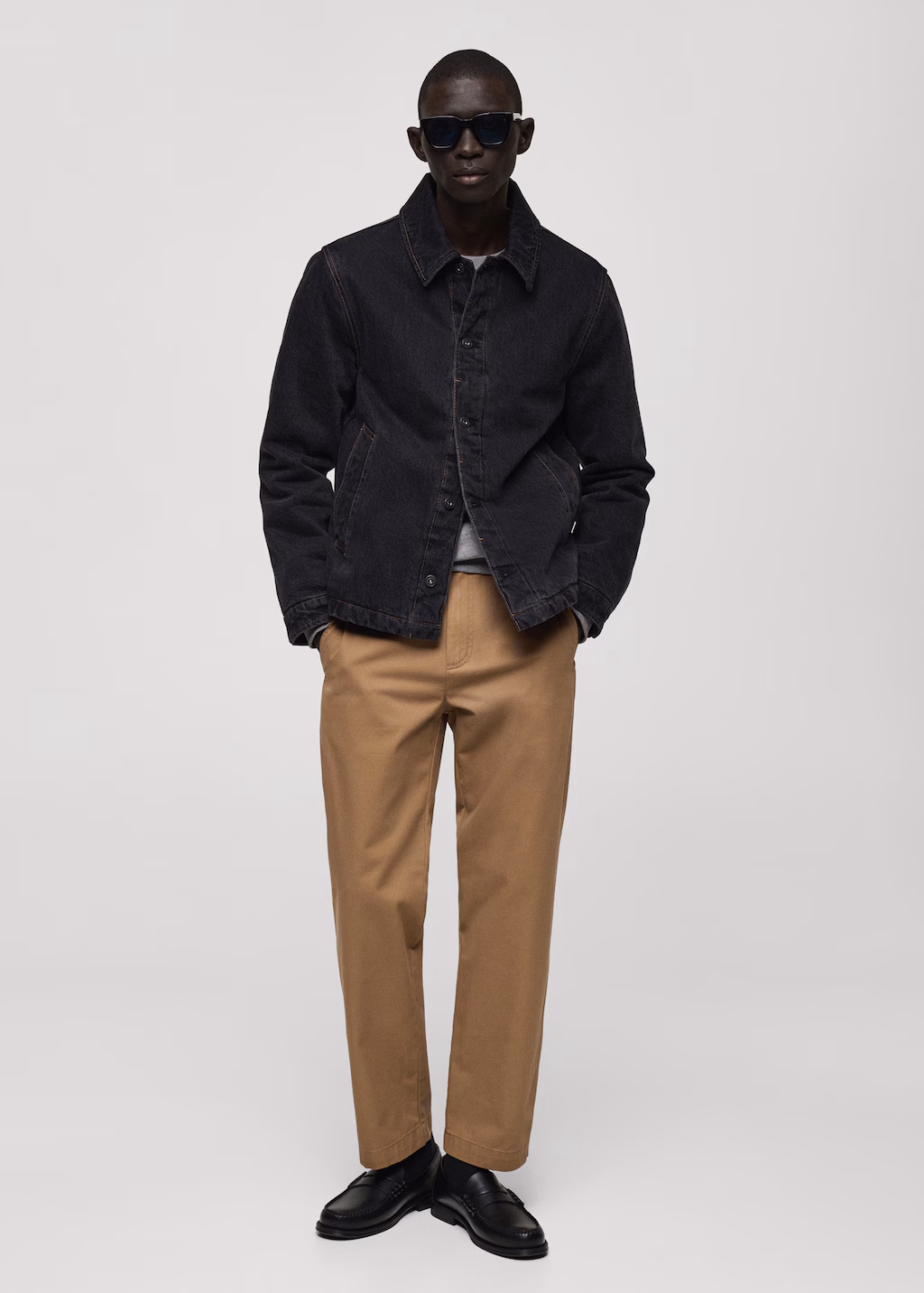 Regular fit cotton drawstring pants - Ecru