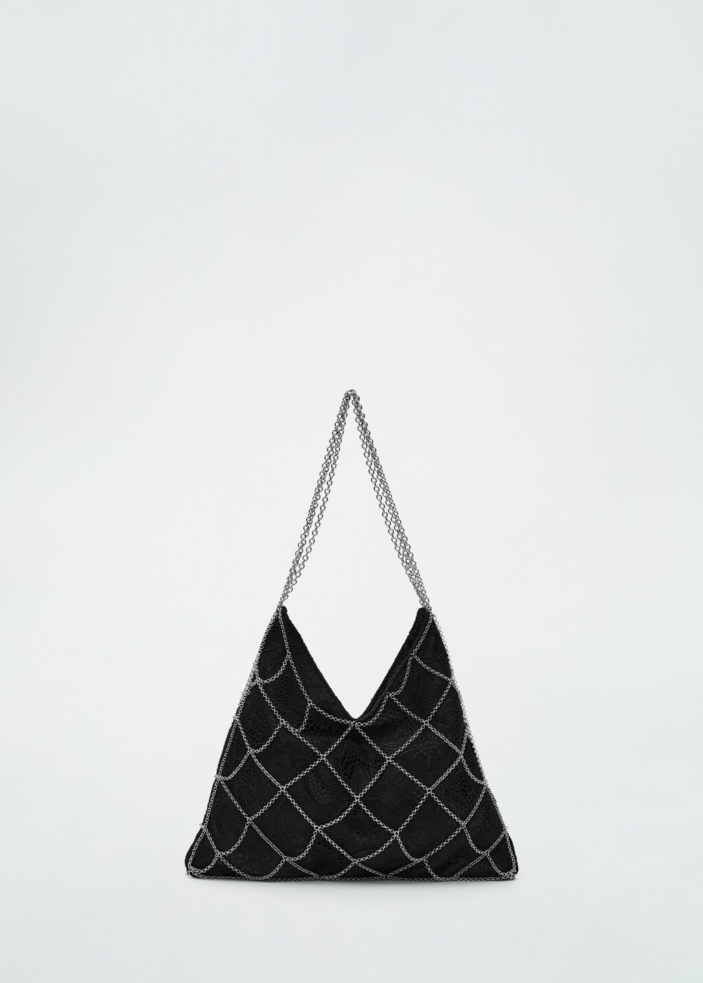Guipure mesh chain bag - Black