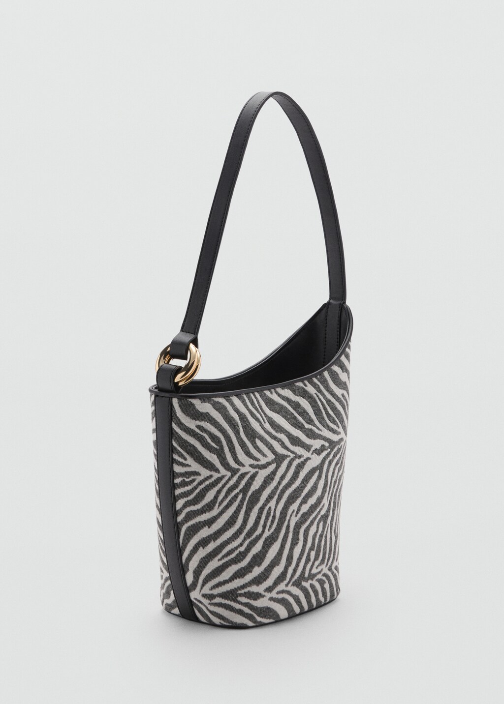 Large zebra-print bucket bag - Black